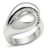 3W227 - Rhodium Brass Ring with AAA Grade CZ in Clear - Alamode - Flyclothing LLC