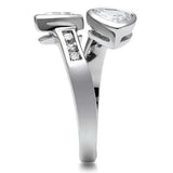 3W228 - Rhodium Brass Ring with AAA Grade CZ in Clear - Alamode - Flyclothing LLC