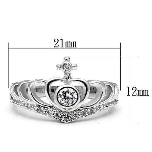 3W229 - Rhodium Brass Ring with AAA Grade CZ in Clear - Alamode - Flyclothing LLC