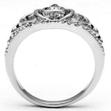 3W229 - Rhodium Brass Ring with AAA Grade CZ in Clear - Alamode - Flyclothing LLC