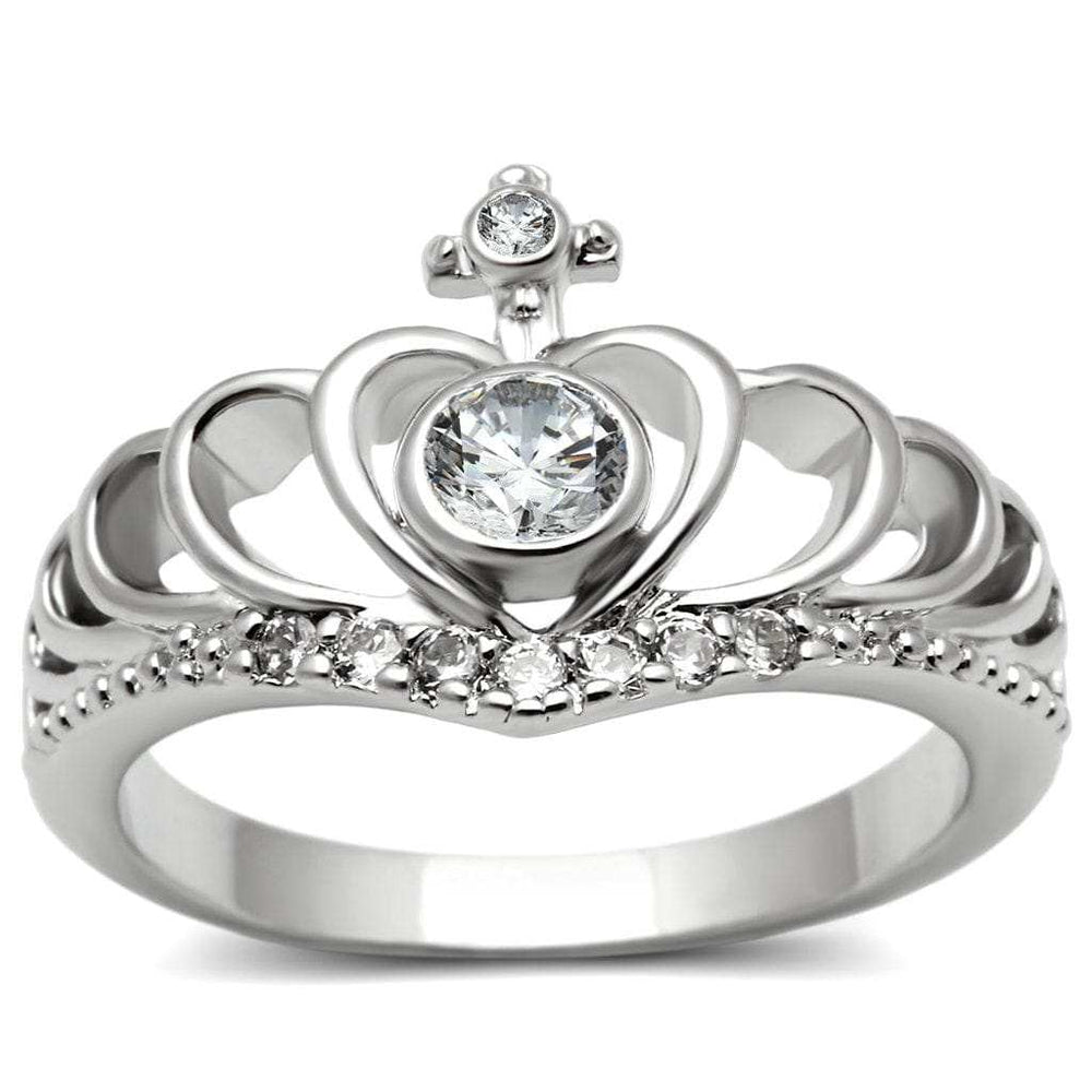 3W229 - Rhodium Brass Ring with AAA Grade CZ in Clear - Alamode - Flyclothing LLC