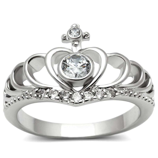 3W229 - Rhodium Brass Ring with AAA Grade CZ in Clear - Alamode - Flyclothing LLC