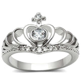 3W229 - Rhodium Brass Ring with AAA Grade CZ in Clear - Alamode - Flyclothing LLC