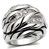 3W231 - Rhodium Brass Ring with AAA Grade CZ in Clear - Alamode - Flyclothing LLC
