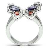 3W233 - Rhodium Brass Ring with AAA Grade CZ in Multi Color - Alamode - Flyclothing LLC