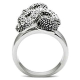 3W236 - Rhodium Brass Ring with Top Grade Crystal in Jet - Alamode - Flyclothing LLC