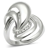 3W237 - Rhodium Brass Ring with AAA Grade CZ in Clear - Alamode - Flyclothing LLC