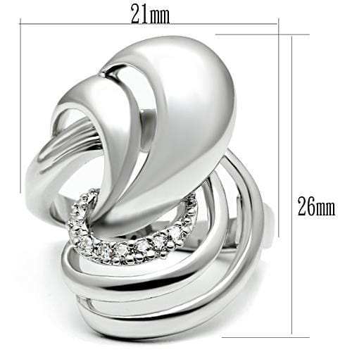 3W237 - Rhodium Brass Ring with AAA Grade CZ in Clear - Alamode - Flyclothing LLC