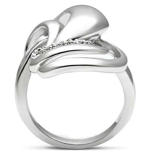 3W237 - Rhodium Brass Ring with AAA Grade CZ in Clear - Alamode - Flyclothing LLC
