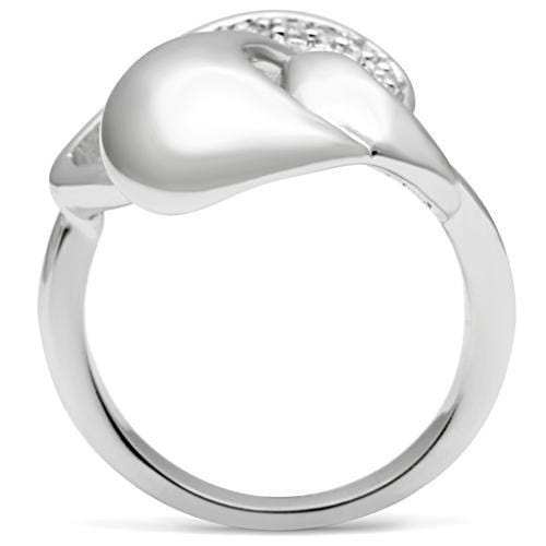 3W237 - Rhodium Brass Ring with AAA Grade CZ in Clear - Alamode - Flyclothing LLC