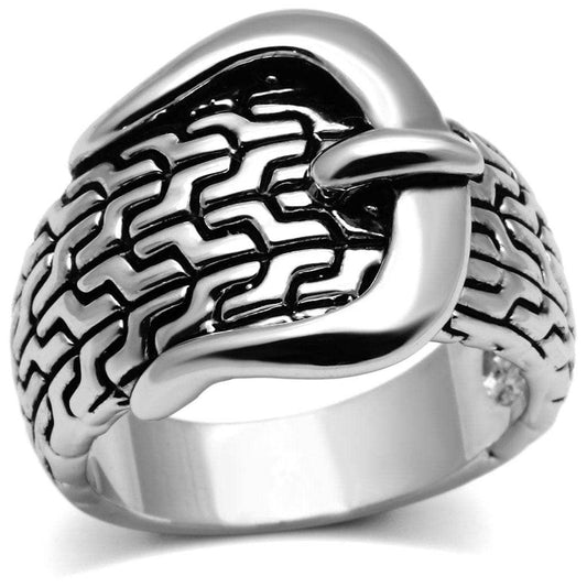 3W238 - Rhodium Brass Ring with No Stone - Alamode - Flyclothing LLC