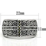 3W239 - Rhodium Brass Ring with Semi-Precious Marcasite in Black Diamond - Alamode - Flyclothing LLC