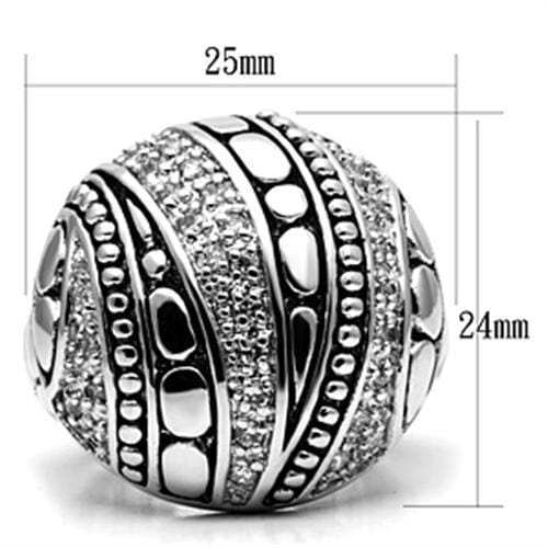 3W244 - Rhodium Brass Ring with AAA Grade CZ in Clear - Alamode - Flyclothing LLC