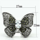 3W246 - Rhodium Brass Ring with AAA Grade CZ in Clear - Alamode - Flyclothing LLC