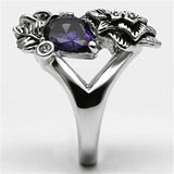3W250 - Rhodium Brass Ring with AAA Grade CZ in Fuchsia - Alamode - Flyclothing LLC
