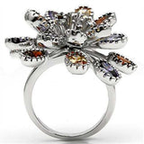 3W251 - Rhodium Brass Ring with AAA Grade CZ in Multi Color - Alamode - Flyclothing LLC