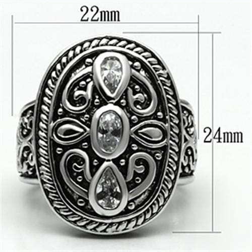 3W252 - Rhodium Brass Ring with AAA Grade CZ in Clear - Alamode - Flyclothing LLC