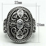 3W252 - Rhodium Brass Ring with AAA Grade CZ in Clear - Alamode - Flyclothing LLC