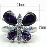 3W254 - Rhodium Brass Ring with AAA Grade CZ in Multi Color - Alamode - Flyclothing LLC