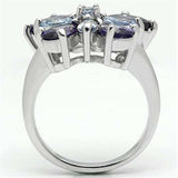 3W254 - Rhodium Brass Ring with AAA Grade CZ in Multi Color - Alamode - Flyclothing LLC