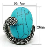 3W255 - Rhodium Brass Ring with Synthetic Turquoise in Sea Blue - Alamode - Flyclothing LLC