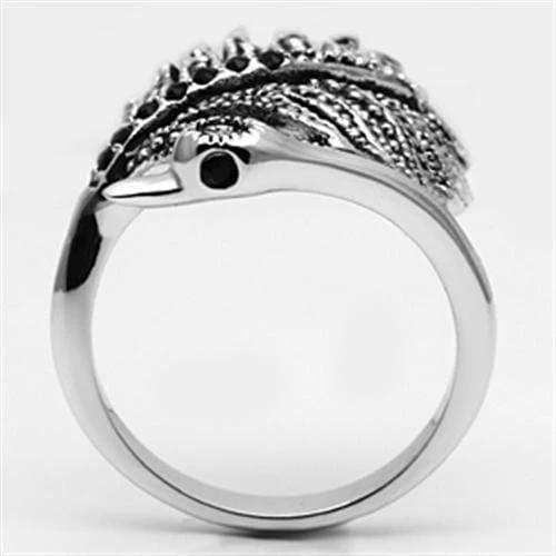 3W258 - Rhodium Brass Ring with Top Grade Crystal in Black Diamond - Alamode - Flyclothing LLC