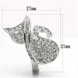 3W260 - Rhodium Brass Ring with Top Grade Crystal in Clear - Alamode - Flyclothing LLC