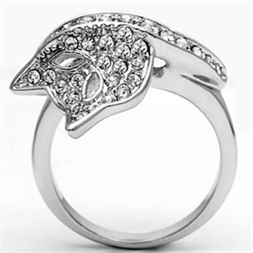 3W260 - Rhodium Brass Ring with Top Grade Crystal in Clear - Alamode - Flyclothing LLC