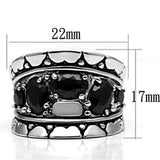 3W262 - Rhodium Brass Ring with AAA Grade CZ in Black Diamond - Alamode - Flyclothing LLC