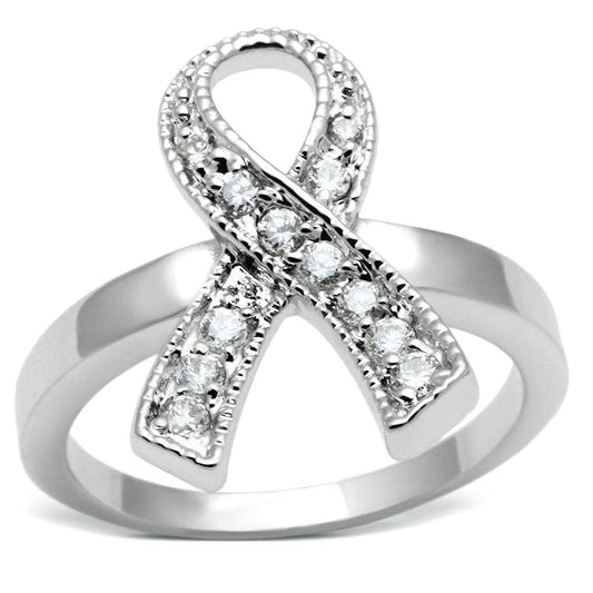 3W263 - Rhodium Brass Ring with AAA Grade CZ in Clear - Alamode - Flyclothing LLC