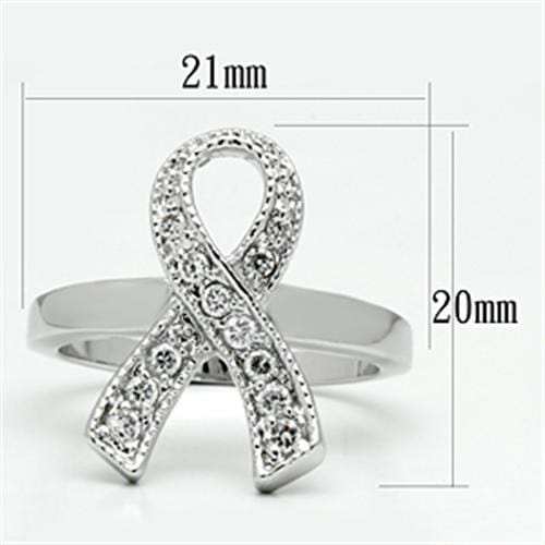 3W263 - Rhodium Brass Ring with AAA Grade CZ in Clear - Alamode - Flyclothing LLC