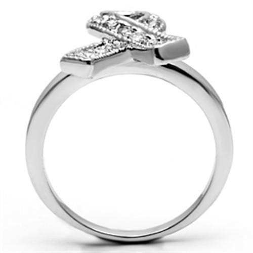 3W263 - Rhodium Brass Ring with AAA Grade CZ in Clear - Alamode - Flyclothing LLC