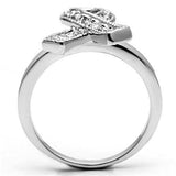 3W263 - Rhodium Brass Ring with AAA Grade CZ in Clear - Alamode - Flyclothing LLC