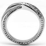 3W264 - Rhodium Brass Ring with Top Grade Crystal in Clear - Alamode - Flyclothing LLC