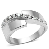 3W267 - Rhodium Brass Ring with AAA Grade CZ in Clear - Alamode - Flyclothing LLC