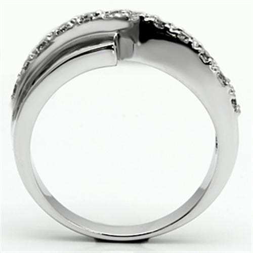 3W267 - Rhodium Brass Ring with AAA Grade CZ in Clear - Alamode - Flyclothing LLC