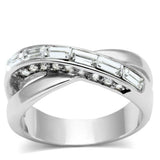 3W269 - Rhodium Brass Ring with Top Grade Crystal in Clear - Alamode - Flyclothing LLC