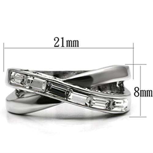 3W269 - Rhodium Brass Ring with Top Grade Crystal in Clear - Alamode - Flyclothing LLC