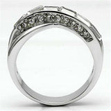 3W269 - Rhodium Brass Ring with Top Grade Crystal in Clear - Alamode - Flyclothing LLC