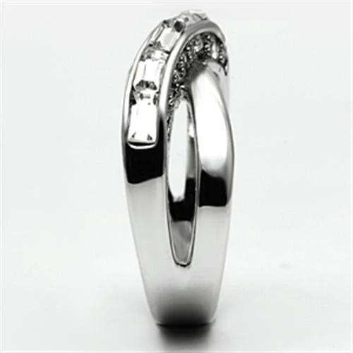 3W269 - Rhodium Brass Ring with Top Grade Crystal in Clear - Alamode - Flyclothing LLC