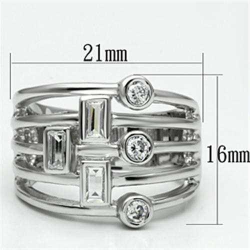 3W271 - Rhodium Brass Ring with AAA Grade CZ in Clear - Alamode - Flyclothing LLC