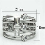 3W271 - Rhodium Brass Ring with AAA Grade CZ in Clear - Alamode - Flyclothing LLC