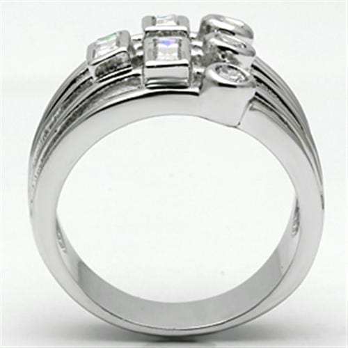 3W271 - Rhodium Brass Ring with AAA Grade CZ in Clear - Alamode - Flyclothing LLC