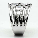 3W271 - Rhodium Brass Ring with AAA Grade CZ in Clear - Alamode - Flyclothing LLC