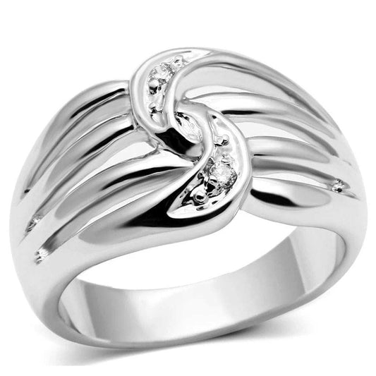 3W272 - Rhodium Brass Ring with AAA Grade CZ in Clear - Alamode - Flyclothing LLC