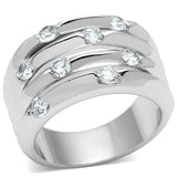 3W275 - Rhodium Brass Ring with AAA Grade CZ in Clear - Alamode - Flyclothing LLC