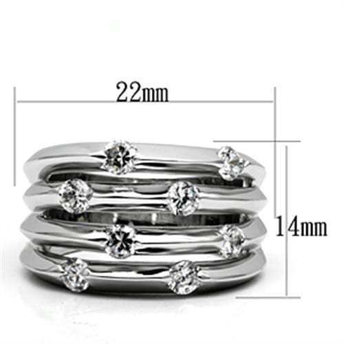 3W275 - Rhodium Brass Ring with AAA Grade CZ in Clear - Alamode - Flyclothing LLC