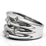 3W275 - Rhodium Brass Ring with AAA Grade CZ in Clear - Alamode - Flyclothing LLC
