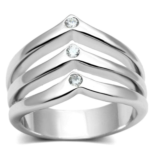 3W276 - Rhodium Brass Ring with AAA Grade CZ in Clear - Alamode - Flyclothing LLC