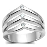 3W276 - Rhodium Brass Ring with AAA Grade CZ in Clear - Alamode - Flyclothing LLC